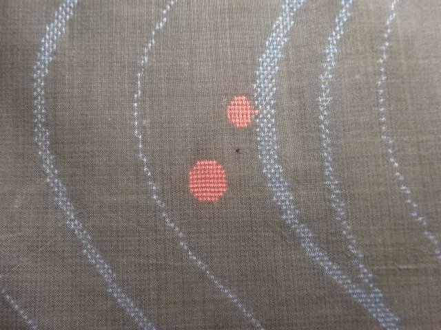 JAPANESE KIMONO / ANTIQUE ABSTRACT PATTERN OSHIMA TSUMUGI KIMONO (5 MA